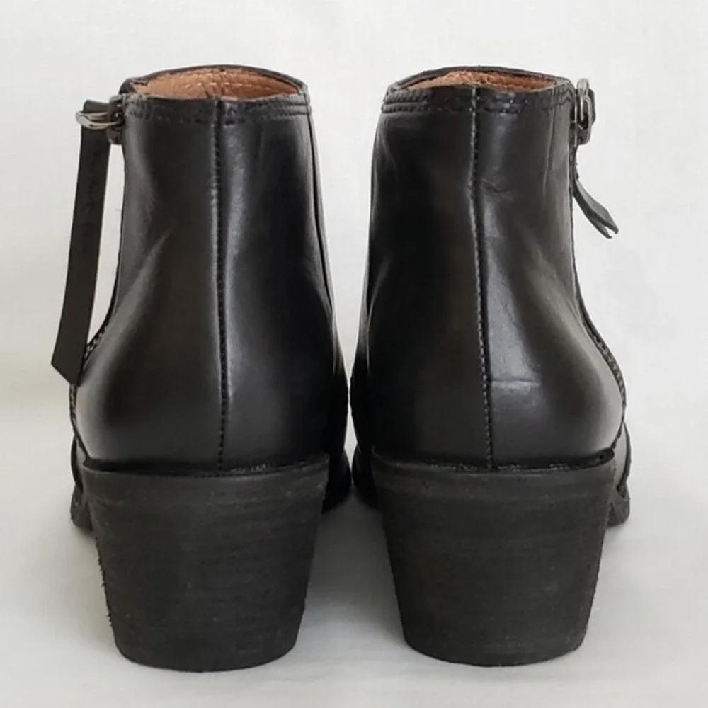 Madewell‎ Black Leather Janice Zip Ankle Boots- Size 6